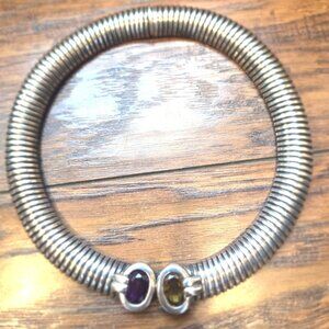 STERLING SILVER CHOKER WITH AMETHYST & CITRINE
